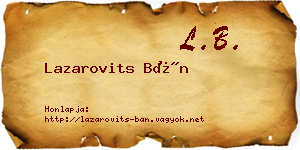 Lazarovits Bán névjegykártya